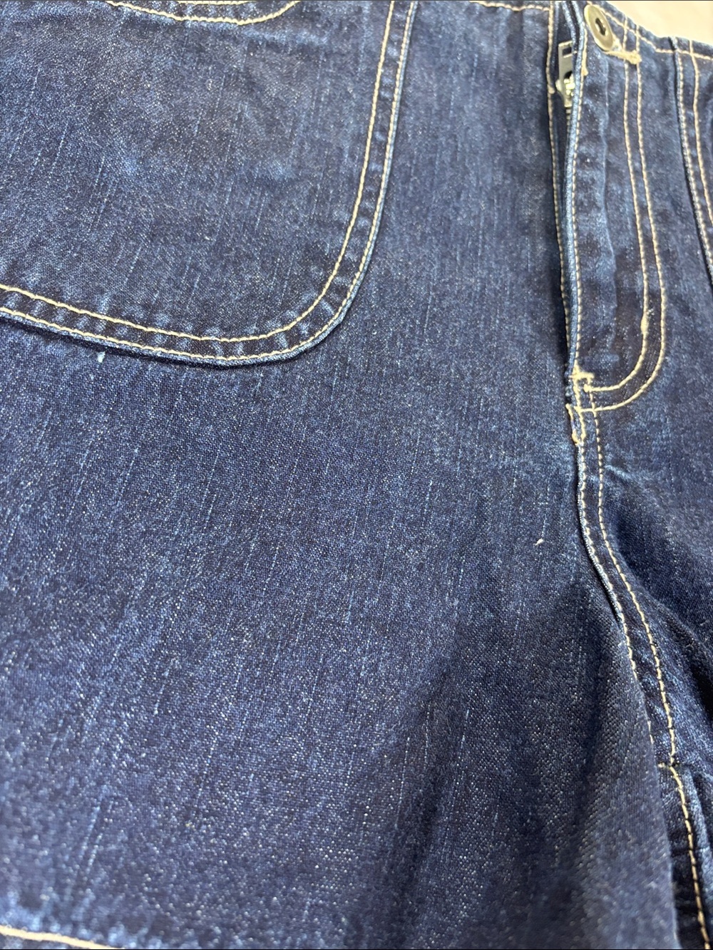 VTG Y2K Garage Dark Blue Denim Patch-Pocket Shorts Woman SZ 7 Summer mid-Waist - Picture 9 of 13